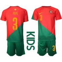 Billiga Portugal Pepe #3 Barnkläder Hemma fotbollskläder till baby VM 2022 Kortärmad (+ Korta byxor)